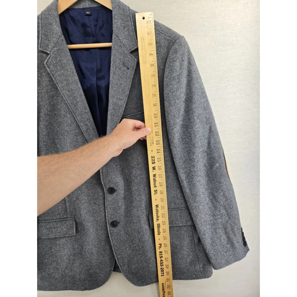 NWT J.Crew Men's Blazer Suit Jacket Sport Coat Size 46R Grey Blue Tweed 05998